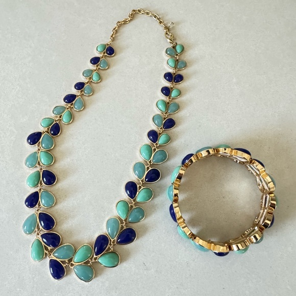 Napier Necklace and bracelet set // blue turquoise and gold jewelry - Picture 2 of 4